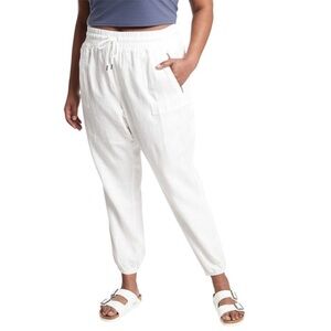 Athleta Cabo 100% Linen Jogger Calia White Size 20, NWT